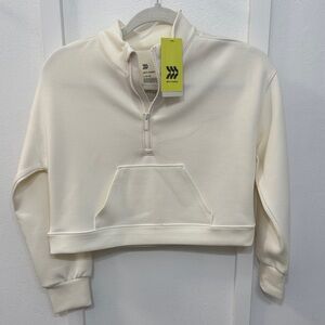Cream Half-Zip Girl’s Top